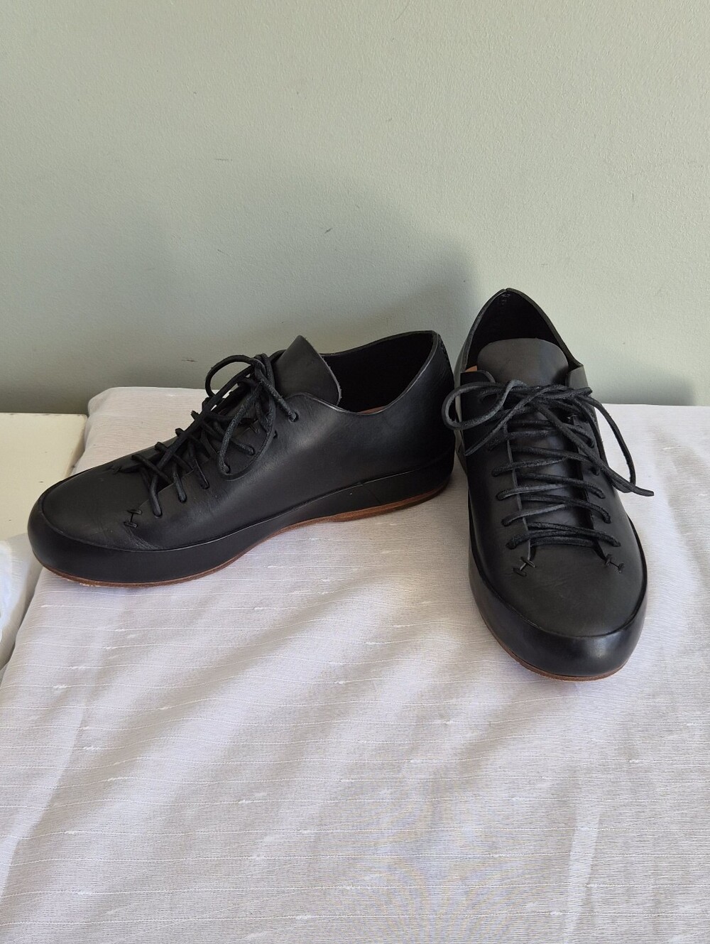 FEIT hand Sewn Low Men's Black Leather Lace-Up Casual Sneakers